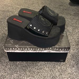 Brand new platform Demonia slide sandals new with box and dust bag!